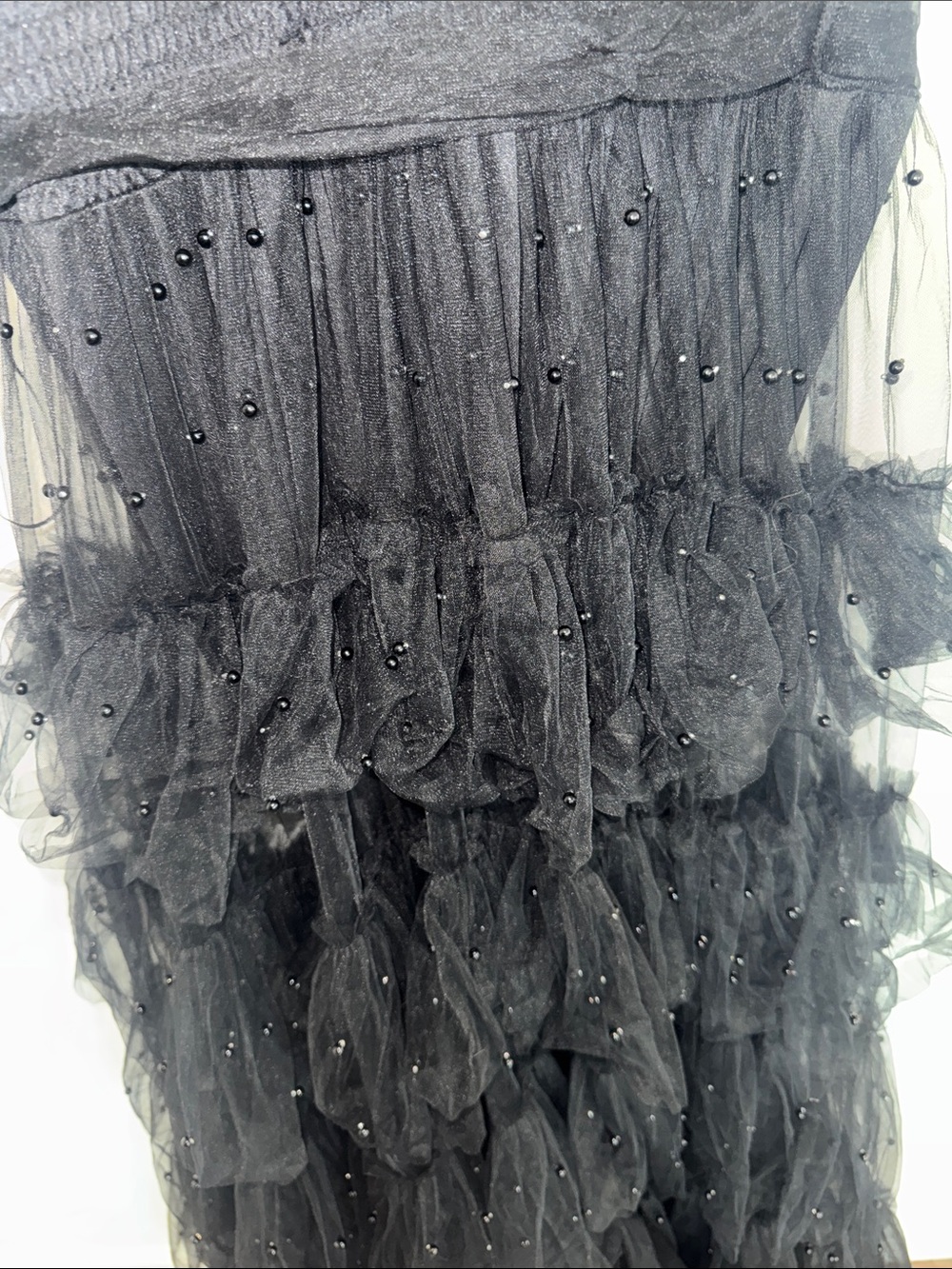 Fashion Nova Black Beaded Ruffle Maxi Dress - Picture 4 of 4